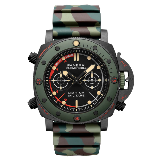Panerai Submersible Forze Speciali Experience 47 MM - Green Militare Rubber Strap - Black Dial - PAM01238