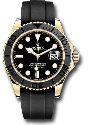 Rolex Yellow Gold Yacht-Master 42 Watch - 42 MM - Oysterflex Strap - Black Dial - 226658-0001