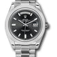 Rolex Presidential Platinum Day-Date 40MM - President Bracelet Watch - Smooth Bezel - Black Baguette Dial - 228206 bkbdp