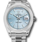 Rolex Presidential Platinum Day-Date 40MM - President Bracelet Watch - Smooth Bezel - Ice Blue Diagonal Motif Index Dial - 228206 ibdmip