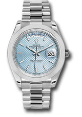 Rolex Presidential Platinum Day-Date 40MM - President Bracelet Watch - Smooth Bezel - Ice Blue Diagonal Motif Index Dial - 228206-0004