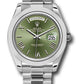 Rolex Presidential Platinum Day-Date 40MM - President Bracelet Watch - Smooth Bezel - Olive Green Bevelled Roman Dial -  228206 ogrp