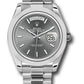 Rolex Presidential Platinum Day-Date 40MM - President Bracelet Watch - Smooth Bezel - Slate Index Dial - 228206 slip