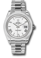 Rolex Presidential Platinum Day-Date 40MM - President Bracelet Watch - Smooth Bezel - White Bevelled Roman Dial - 228206-0028