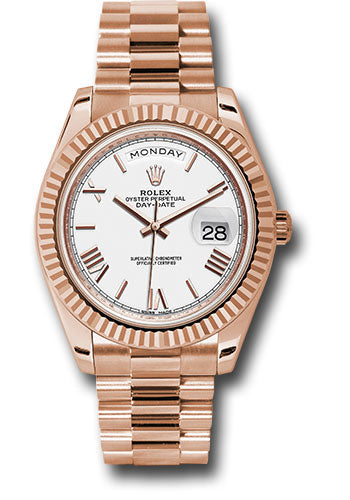 Rolex Presidential Everose Gold Day-Date 40MM - President Bracelet Watch - White Roman Dial - 228235-0032