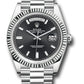 Rolex Presidential Platinum Day-Date 40MM - President Bracelet Watch - Bright Black Dial - 228236 bkbdp
