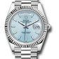 Rolex Presidential Platinum Day-Date 40MM - President Bracelet Watch - Ice Blue Diagonal Motif Index Dial - 228236 ibdmip