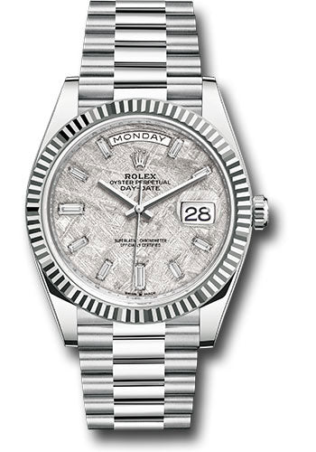 Rolex Presidential Platinum Day-Date 40MM - President Bracelet Watch - Meteorite Baguette Dial - 228236-0011