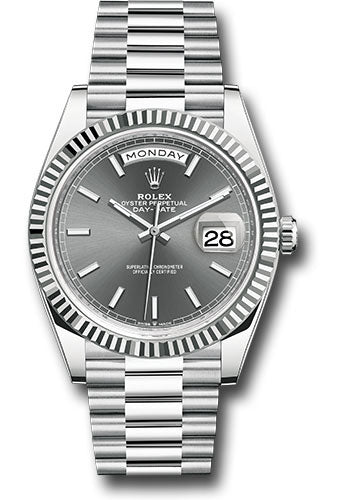 Rolex Presidential Platinum Day-Date 40MM - President Bracelet Watch - Slate Index Dial - 228236 slip