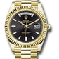Rolex Presidential Yellow Gold Day-Date 40MM - President Bracelet Watch - Black Baguette Diamond Dial - 228238 bkbdp