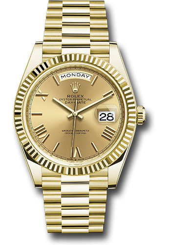 Rolex Presidential Yellow Gold Day-Date 40MM - President Bracelet Watch - Champagne Roman Dial - 228238 chrp