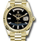Rolex Presidential Yellow Gold Day-Date 40MM - President Bracelet Watch - Onyx Baguette Dial  - 228238 onbdp