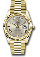 Rolex Presidential Yellow Gold Day-Date 40MM - President Bracelet Watch - Silver Bevelled Roman Dial - 228238-0002
