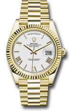 Rolex Presidential Yellow Gold Day-Date 40MM - President Bracelet Watch - White Bevelled Roman Dial - 228238-0042