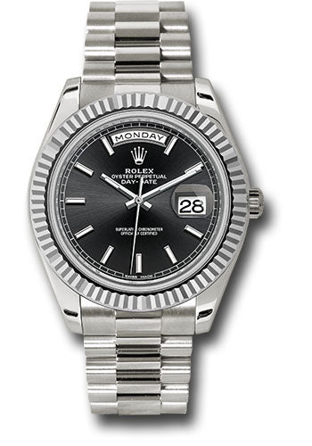 Rolex Presidential White Gold Day-Date 40MM - President Bracelet Watch - Black Index Dial - 228239 bkip