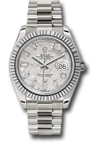 Rolex Presidential White Gold Day-Date 40MM - President Bracelet Watch - Meteorite Baguette Diamond Dial -  228239 mtdp