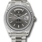 Rolex Presidential White Gold Day-Date 40MM - President Bracelet Watch - Dark Rhodium Stripe Motif Index Dial - 228239 rsmip
