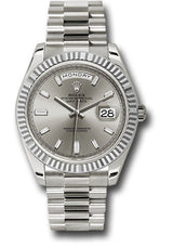 Rolex Presidential White Gold Day-Date 40MM - President Bracelet Watch - Silver Baguette Diamond Dial  - 228239-0003