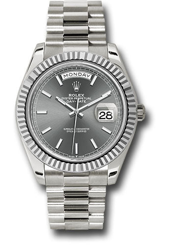 Rolex Presidential White Gold Day-Date 40MM - President Bracelet Watch - Slate Index Dial  - 228239 slip