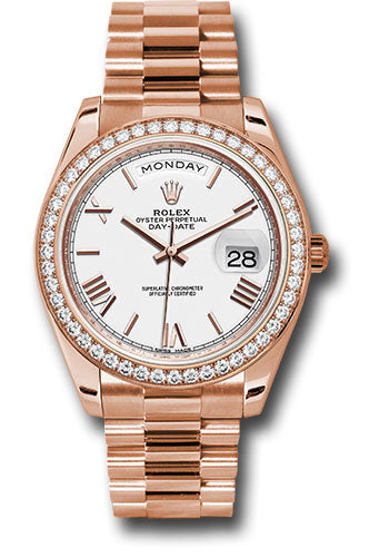 Rolex Presidential Everose Gold Day-Date 40MM - President Bracelet Watch - White Roman Dial - 228345RBR wrp