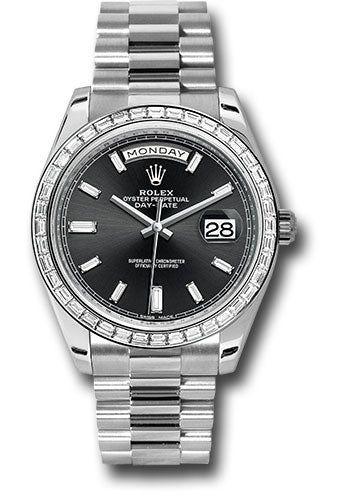 Rolex Presidential Platinum Day-Date 40MM - President Bracelet Watch - Black Baguette Dial - 228396TBR bkbdp