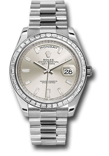 Rolex Presidential Platinum Day-Date 40MM - President Bracelet Watch - Silver Baguette Diamond Dial - 228396TBR sbdp