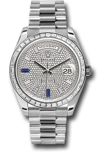 Rolex Presidential Platinum Day-Date 40MM - President Bracelet Watch - Pave Baguette Diamond Dial - 228396tbr dp7d2sp