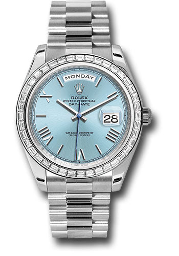 Rolex Presidential Platinum Day-Date 40MM - President Bracelet Watch - Ice Blue Roman Dial - 228396tbr ibrp