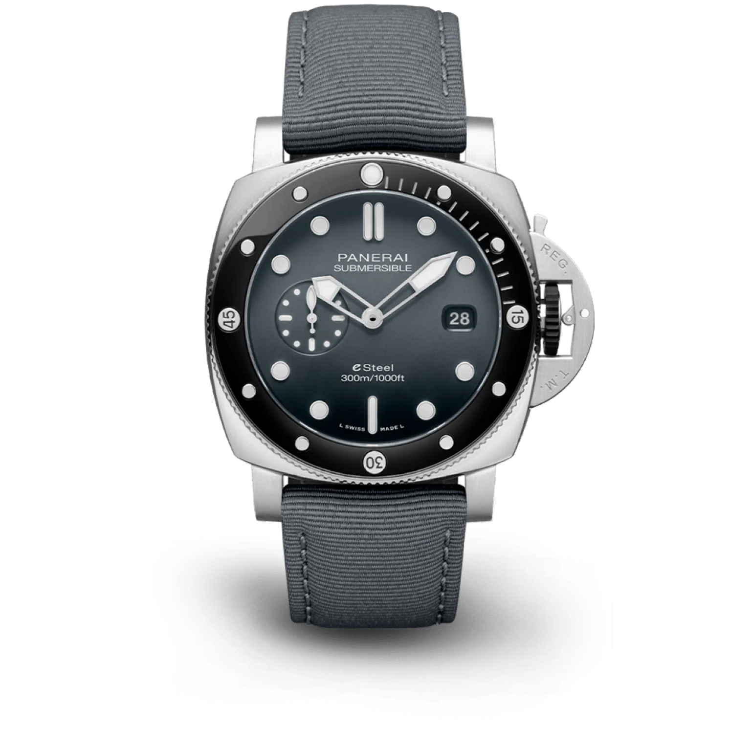 Panerai Submersible QuarantaQuattro ESteel Stainless Steel  44 MM - Grey Fabric Strap - Grey Dial - PAM01288