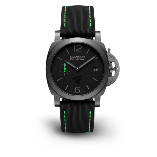 Panerai Quaranta Razer Stainless Steel 40 MM - Black Leather Strap - Black Dial - PAM01353
