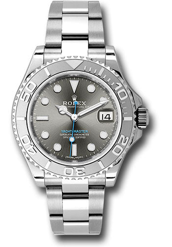 Rolex Steel and Platinum Yacht-Master  Watch - 37 MM - Oyster Bracelet - Dark Rhodium Dial  - 268622-0002