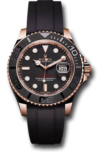 Rolex Everose Gold Yacht-Master  Watch - 37 MM - Oysterflex Strap - Black Dial - 268655