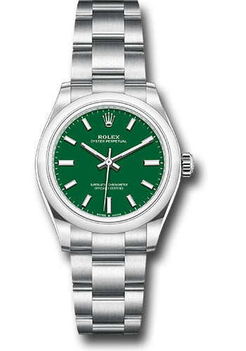 Rolex Stainless Steel Oyster Perpetual no date Watch - 31 MM - Oyster Bracelet - Green Dial - 277200-0006