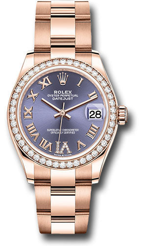 Rolex Everose Gold Datejust - 31 MM - Oyster Bracelet - Diamond Bezel - Aubergine Diamond Six Dial - 278285RBR aubdr6o