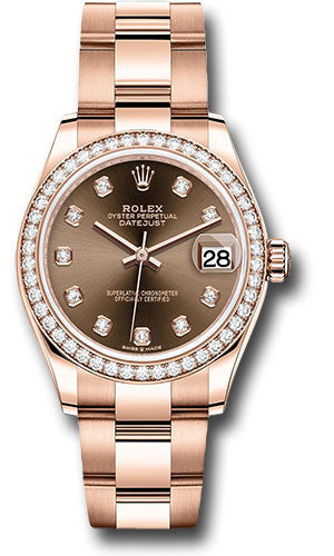 Rolex Everose Gold Datejust - 31 MM - Oyster Bracelet - Diamond Bezel - Chocolate Diamond Dial - 278285RBR chodo