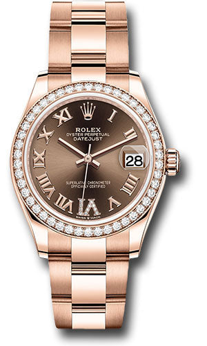 Rolex Everose Gold Datejust - 31 MM - Oyster Bracelet - Diamond Bezel - Chocolate Roman Diamond Six Dial - 278285RBR chodr6o