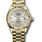 Rolex Yellow Gold Lady-Datejust - 28 MM - Presidential Bracelet - Fluted Bezel - Silver Diamond Dial - 279178 sdp
