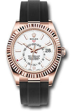 Rolex Everose Gold Sky Dweller Watch - 42 MM - Oysterflex Bracelet - White Dial - 326235-0004
