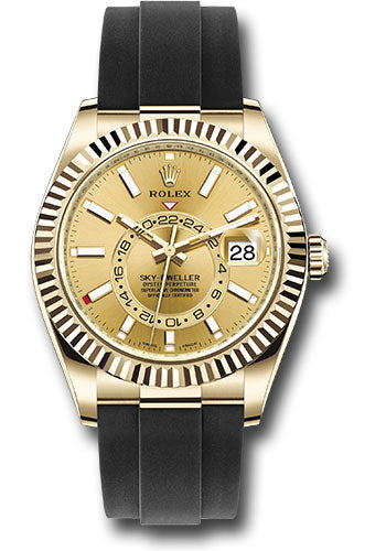 Rolex Yellow Gold Sky Dweller Watch - 42 MM - Oysterflex Strap - Champagne Dial - 326238 chi