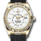 Rolex Yellow Gold Sky Dweller Watch - 42 MM - Oysterflex Strap - White Dial - 326238 wi