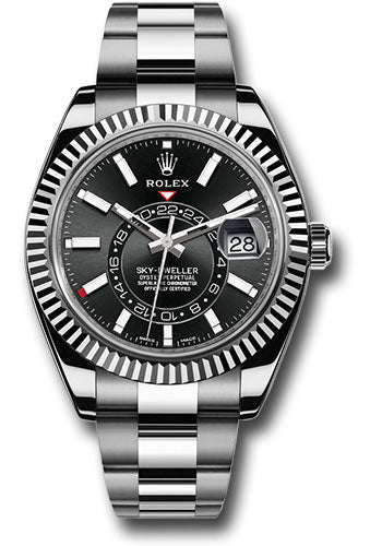 Rolex Stainless Steel & White Gold Sky Dweller Watch - 42 MM - Oyster Bracelet - Black Dial - 326934 bk