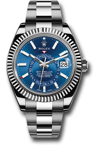 Rolex Stainless Steel & White Gold Sky Dweller Watch - 42 MM - Oyster Bracelet - Blue Dial - 326934-0003