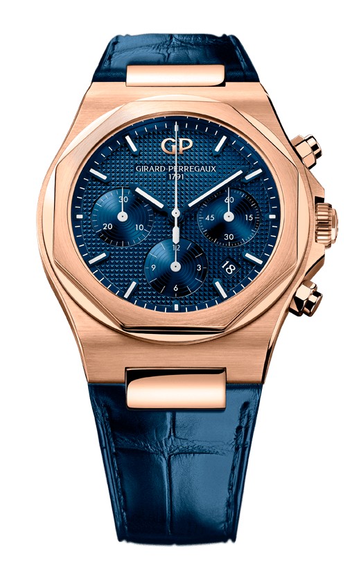 Girard-Perregaux Laureato Pink Gold 42 MM - Blue Leather Strap - Blue Chronograph Dial - 81020-52-432-BB4A