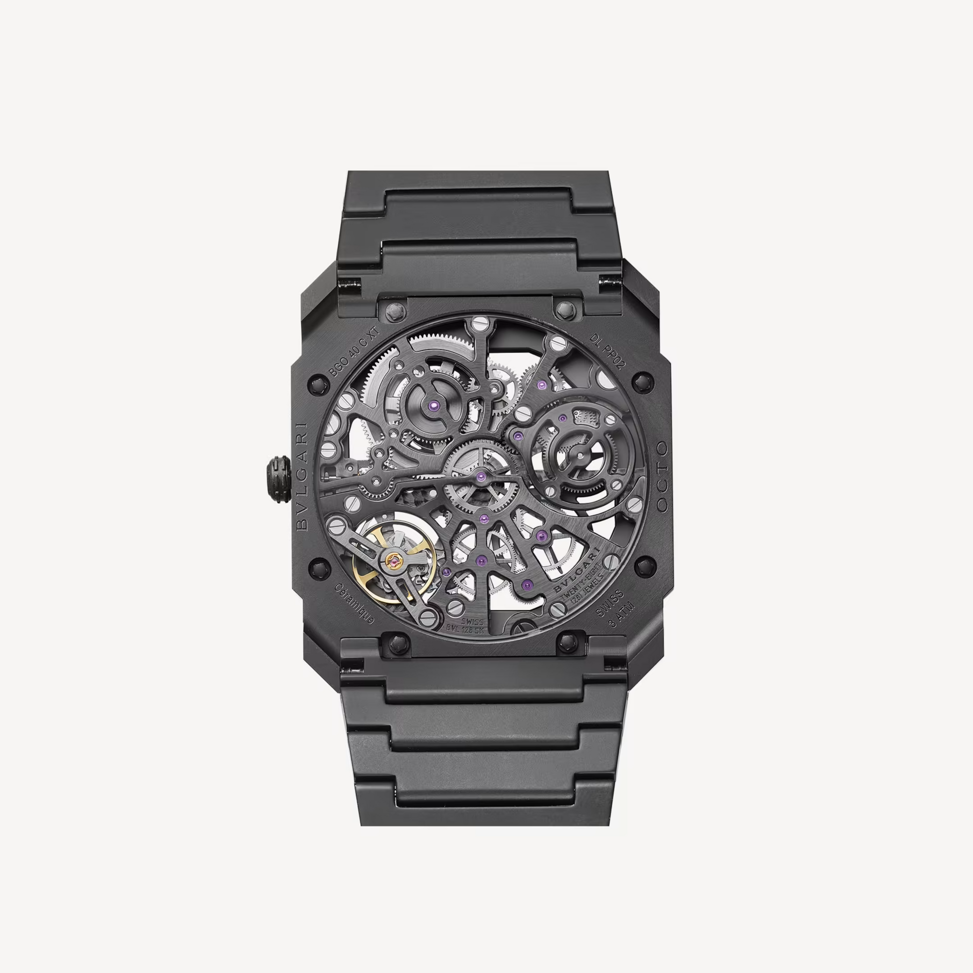 Bvlgari Octo Roma - Black Ceramic 40 MM - Black Ceramic Strap - Black Skeleton Dial - Black Ceramic Bezel - 103126