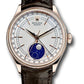 Rolex Moonphase Cellini Date Watch - 39 MM - Tobacco Leather Strap - White Dial - 50535 wbr