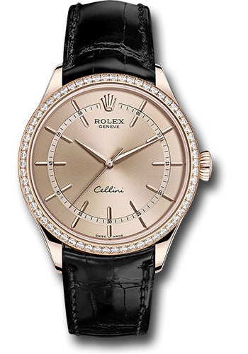 Rolex Everose Gold Cellini Date Watch - 39 MM - Leather Strap - Pink Dial - 50705RBR pbk