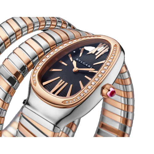 Bvlgari Serpenti Tubogas - 35 MM - Steel and Rose Gold - Black Dial - 102099  nyc watcher nyc watches 