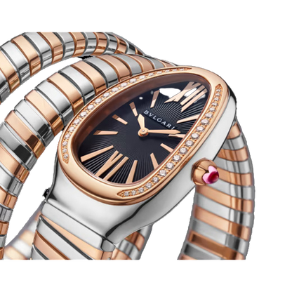 Bvlgari Serpenti Tubogas - 35 MM - Steel and Rose Gold - Black Dial - 102099  nyc watcher nyc watches 