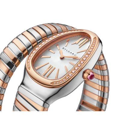 Bvlgari Serpenti Tubogas - 35 MM - Steel and Rose Gold - Silver Dial - 102237  nyc watcher nyc watches 