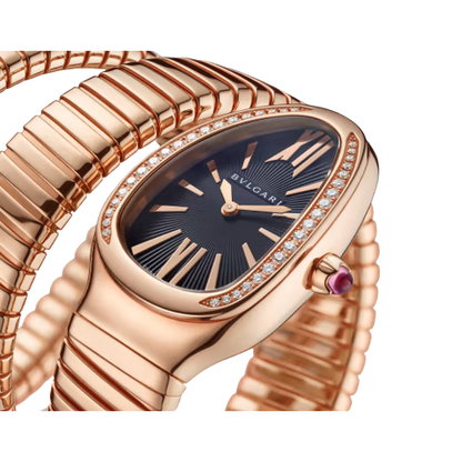 Bvlgari Serpenti Tubogas - 35 MM - Rose Gold - Black Dial - 101814  nyc watcher nyc watches 